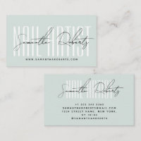 Nail artist modern typography script blue