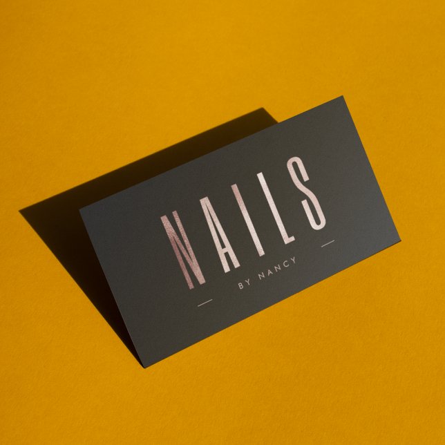 Nail Artist Nail Tech Rose Gold Glitter  Business Card (Creator Uploaded)