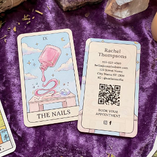Nail Artist Pastel Tarot QR Code Business Card