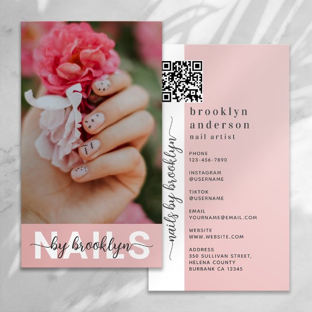 Nail Artist Photo QR Code Business Card (Creator Uploaded)