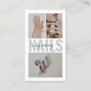 Nail Artist Qr Code Social Media 3 Photo Collage Business Card