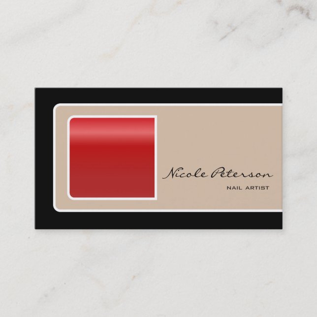 Nail Artist - red nail Business Card (Front)