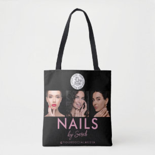 Nail Artist Salon Logo Black Pink Social Media Tote Bag