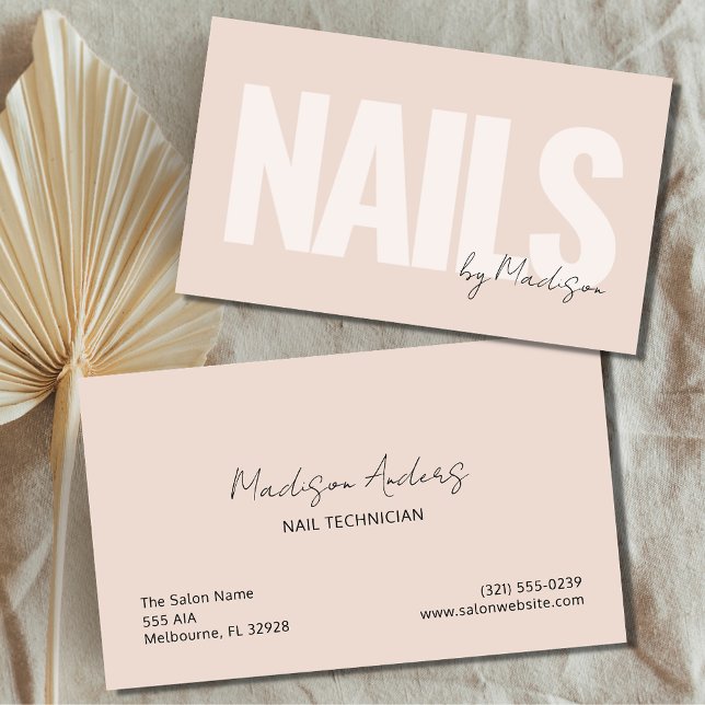 Nail Artist Salon Pink Typography  Business Card (Nail Artist Salon Pink Typography Business Card)