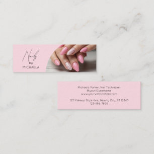 Nail Artist Salon Script Typography Photo Mini Business Card