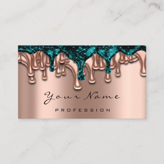 Nail Artist Studio Drips Rose Beauty Makeup Business Card (Front)