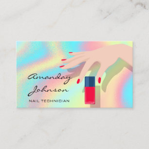 Nail Artist Studio Red Manicure Pedicure Summer Business Card