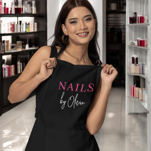 Nail Artist Technician Modern Typography Apron