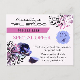 Nail Bar and Nail Technician Promo Postcard