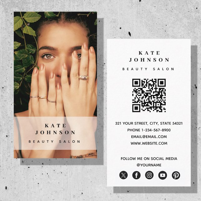 Nail Beaty Salon Makeup Artist Photo QR Code  Business Card (Nail Beaty Salon Makeup Artist Photo QR Code Business Card)