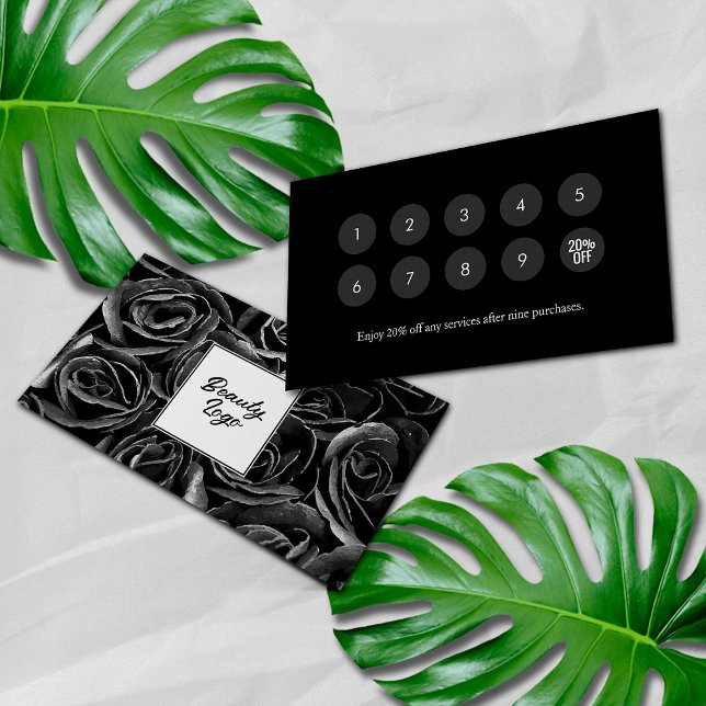 Nail | Beauty Salon Loyalty Card Black Roses (Creator Uploaded)