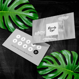 Nail Beauty Salon Loyalty Card Grey Flowers