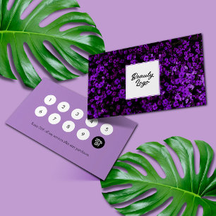 Nail Beauty Salon Loyalty Card Purple Flowers