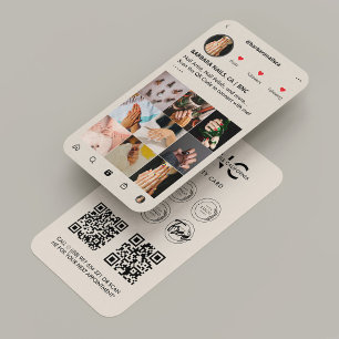 Nail Beauty Salon Manicurist Beige Tan IG Loyalty  Business Card