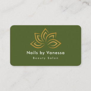 Nail Beauty Salon Qr Code Moss Green Business Card