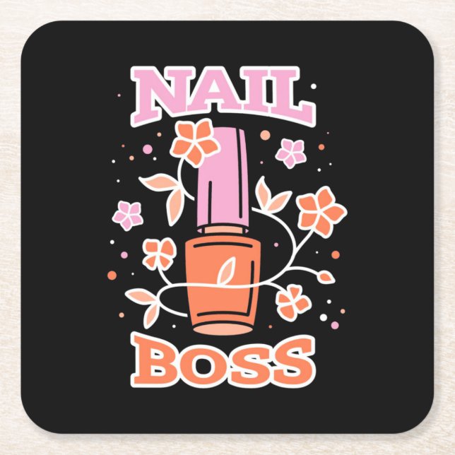 Nail Boss Square Paper Coaster (Front)