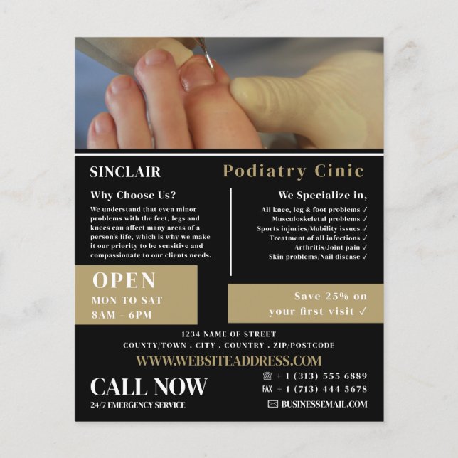 Nail Care Portrait, Podiatry Clinic, Podiatrist Flyer (Front)