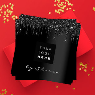 Nail Lashes Black Drips 6 Punches Custom Logo VIP Square Business Card