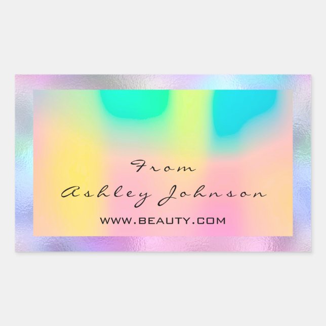Nail Lashes  Makeup Holograph Rainbow From to Rectangular Sticker (Front)