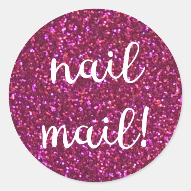 Nail Mail! Faux pink glitter sticker (Front)
