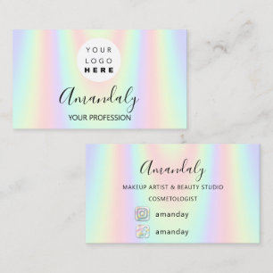 Nail Makeup Artist  Logo Holograph Mermaid FBINSTA Business Card
