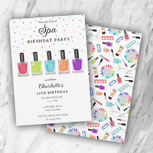 Nail Manicure Pedicure Mani Pedi Girl Spa Birthday Invitation (Nail Manicure Pedicure Mani Pedi Girl Spa Birthday Invitation)