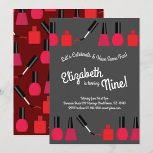 Nail Painting Polish Kids Girls Birthday Party Invitation