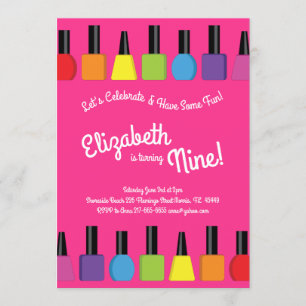 Nail Painting Polish Kids Girls Birthday Party Invitation