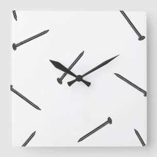 nail pattern square wall clock