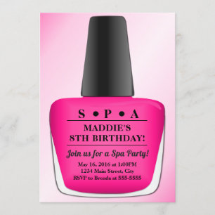 Nail Polish Birthday Invitation Pink Spa Party