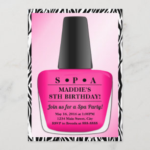 Nail Polish Birthday Invitation Pink Spa Party