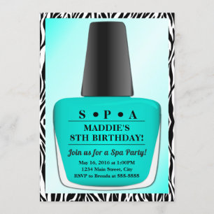 Nail Polish Birthday Invitation Teal Nail Polish