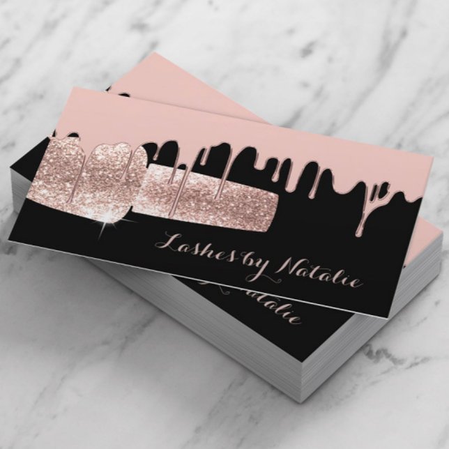 Nail Polish Bottle Rose Gold Drips Manicurist Business Card (Creator Uploaded)