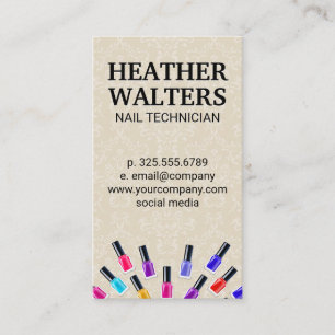 Nail Polish Bottles    Damask Monogram Business Card