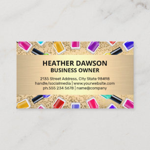 Nail Polish Bottles   Metallic Gold   Gold Specks Business Card