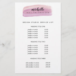 Nail Polish Brush Nail Salon Pricing & Services Flyer
