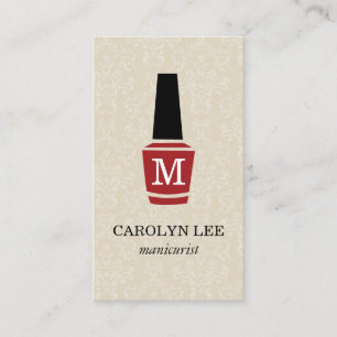 Nail Polish Elegant Damask Monogram Business Card