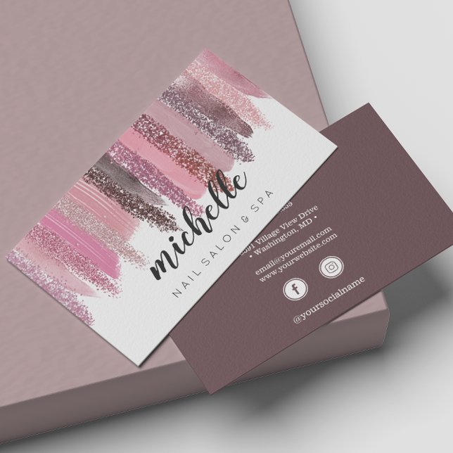 Nail Polish Glitter Salon Manicure Social media Business Card (Creator Uploaded)