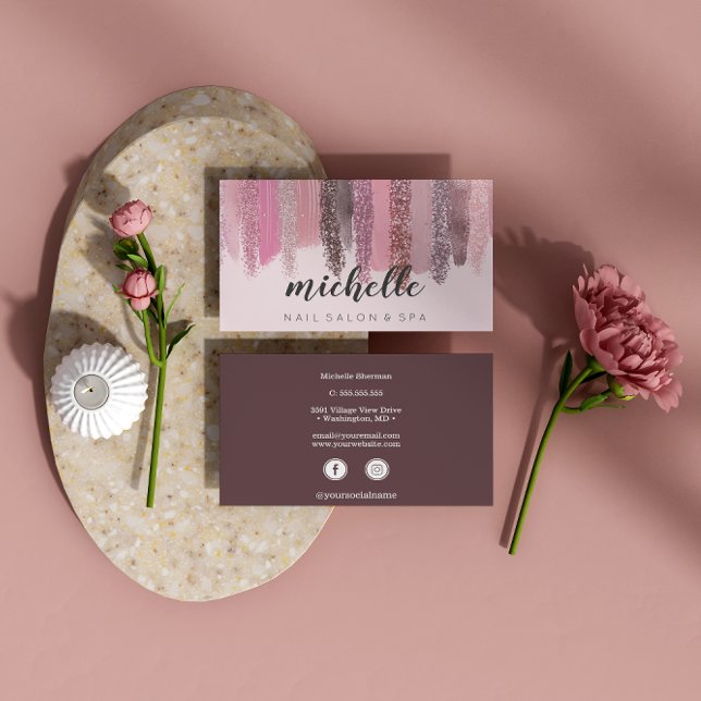 Nail Polish Glitter Salon Manicure Social media Business Card (Creator Uploaded)