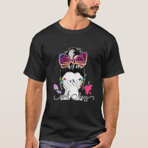 Nail Polish Nail Boss Messy Bun Nail Technician Ma T-Shirt
