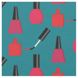 Nail Polish Salon Stylist Red Teal Fabric