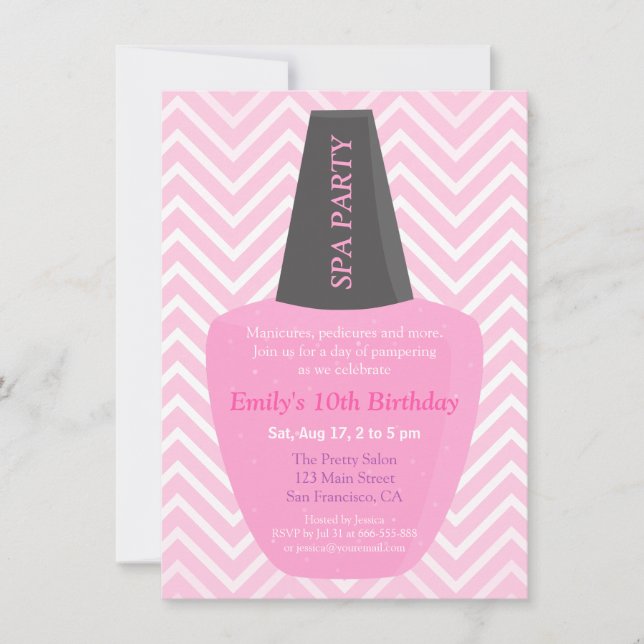 Nail Polish Spa Girls Birthday Party Invitations (Front)