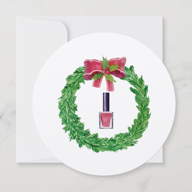 Nail polish wreath Salon/Spa customizable Thank You Card (Front)