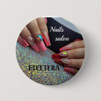 NAIL SALON  6 CM ROUND BADGE