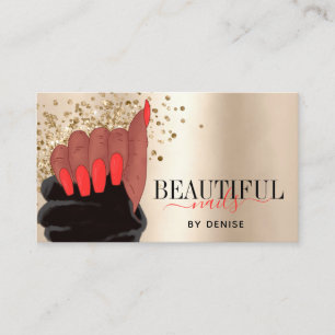 nail salon afroamerican woman hand nail technician business card