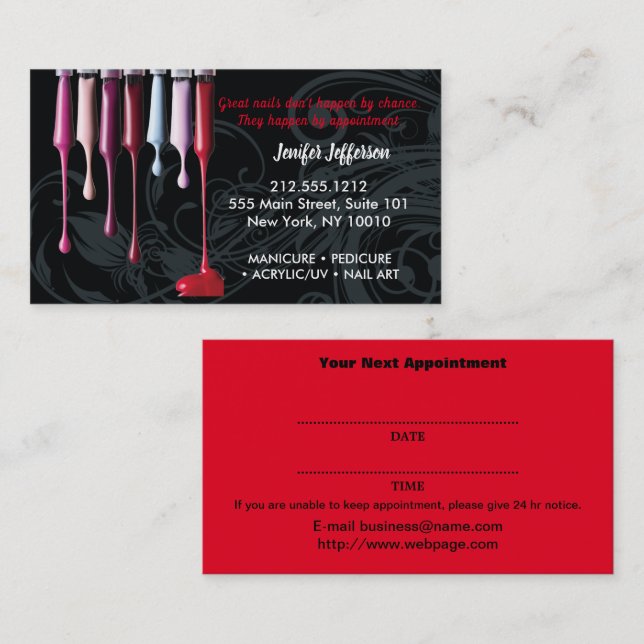 Nail Salon Appointment Business Card (Front/Back)