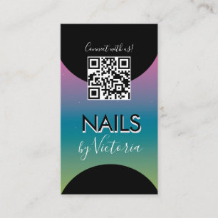 Nail Salon Beauty Artist QR Code Gradient Rainbow Business Card