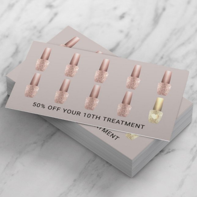 Nail Salon Blush Rose Gold Polish Manicurist Loyalty Card (Creator Uploaded)