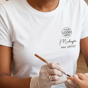 Nail Salon Business Logo Script Employee Name  T-Shirt
