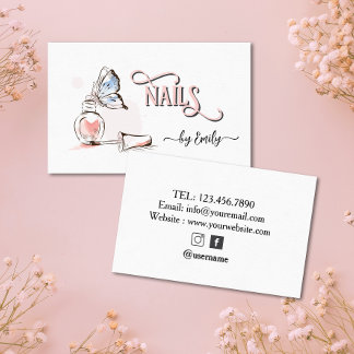 Nail Salon Butterfly Polish Manicurist  Business Card